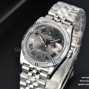 DateJust 36mm BPF Wimbledon Gray Dial Green Roma Marker Jubilee Bracelet A2824