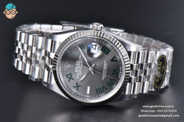 DateJust 36MM 126234 Clean CF Wimbledon Gray Dial Green Marker Jubilee Bracelet VR3235 - Image 5