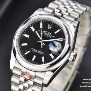 DateJust 36mm SS GMF Smooth Bezel Black Dial Stick Marker Jubilee Bracelet VR3235
