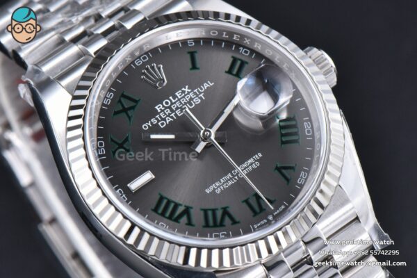 DateJust 36MM 126234 Clean CF Wimbledon Gray Dial Green Marker Jubilee Bracelet VR3235 - Image 6