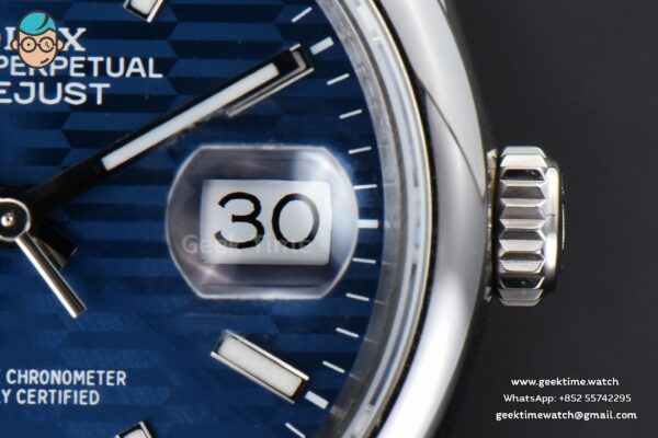DateJust 36mm BPF Smooth Bezel Blue Motif Dial Jubilee Bracelet A2824 - Image 8