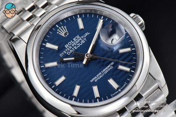 DateJust 36mm BPF Smooth Bezel Blue Motif Dial Jubilee Bracelet A2824 - Image 11