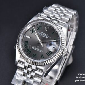 DateJust 36MM 126234 Clean CF Wimbledon Gray Dial Green Marker Jubilee Bracelet VR3235