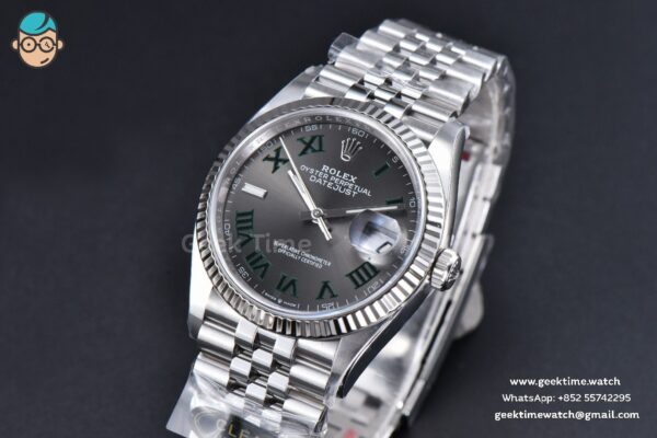 DateJust 36MM 126234 Clean CF Wimbledon Gray Dial Green Marker Jubilee Bracelet VR3235