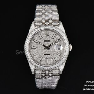 DateJust 41mm Full Diamond GMF Diamond Lume Dial Jubilee Bracelet A2824