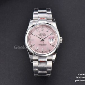 DateJust 36mm SS GMF glatte Lünette rosa Zifferblatt Leuchtindizes Oyster-Armband VR3235