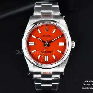 Oyster Perpetual 124300 41mm EWF rotes Zifferblatt SS-Armband A3230