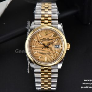 DateJust 36mm YG/SS BPF glatte Lünette YG gemustertes Zifferblatt Oyster-Armband A2824