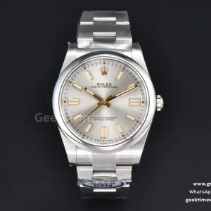 Oyster Perpetual 124300 41mm 904L Clean CF silberfarbenes Zifferblatt SS-Armband VR3230