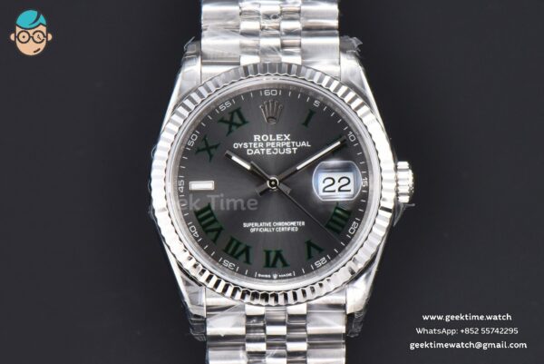 DateJust 36MM 904L VSF Wimbeldon Gray Dial Green Marker Jubilee VS3235 - Image 3