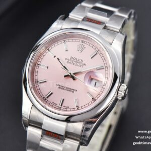 DateJust 36mm SS GMF Smooth Bezel Pink Dial Lume Marker Oyster Bracelet VR3235