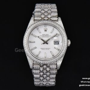 DateJust 41mm Full Diamond GMF White Dial Jubilee Bracelet A2824