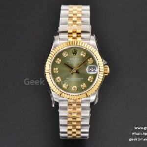 DateJust 31mm Ladies 904L YG/SS WF grünes Zifferblatt Diamant-Indizes Jubilee-Armband A2671