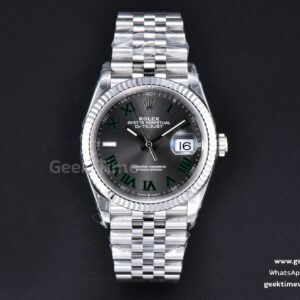 DateJust 36mm 126234 VSF graues Wimbledon-Zifferblatt grüne Indizes Jubilee-Armband VS3235