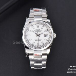 DateJust 36mm SS GMF glatte Lünette weißes Zifferblatt Leuchtindizes Oyster-Armband VR3235