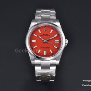 Oyster Perpetual 124300 41mm Clean CF 904L rotes Zifferblatt SS-Armband VR3230