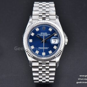 DateJust 36mm 126234 904L VSF blaues Zifferblatt Diamant-Indizes Jubilee-Armband VS3235