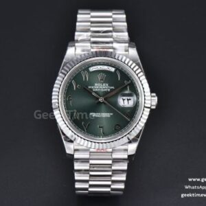 DayDate 40MM 904L GMF Oliva Green Arabic Dial President Bracelet A2836