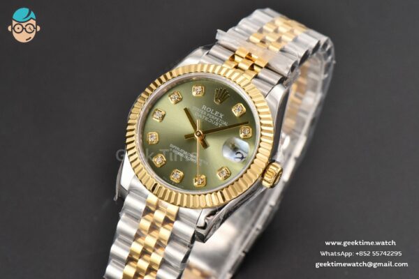 DateJust 31MM Ladies 904L YG/SS WF Green Dial Diamond Marker Jubilee Bracelet A2671