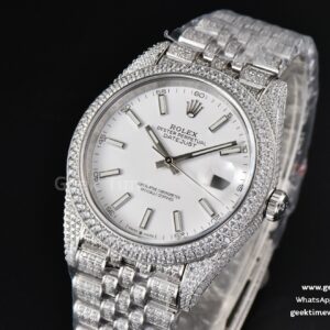 Datejust 41MM Full Diamond GMF White Dial Jubilee Bracelet A2824