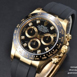 Daytona 116518 YG Clean CF Black Dial Diamond Marker Oysterflex Strap A4130