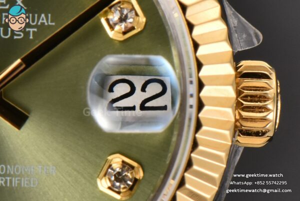 DateJust 31MM Ladies 904L YG/SS WF Green Dial Diamond Marker Jubilee Bracelet A2671 - Image 6