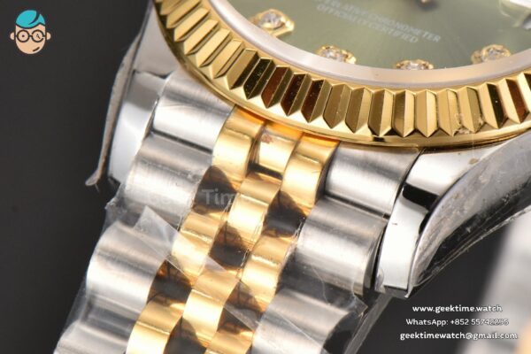 DateJust 31MM Ladies 904L YG/SS WF Green Dial Diamond Marker Jubilee Bracelet A2671 - Image 9