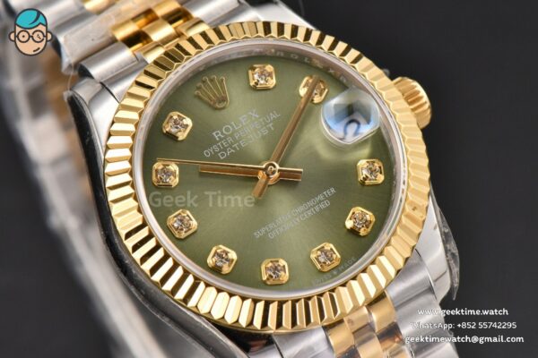 DateJust 31MM Ladies 904L YG/SS WF Green Dial Diamond Marker Jubilee Bracelet A2671 - Image 11