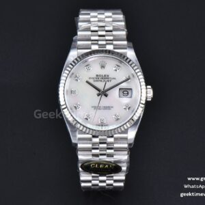 DateJust 36mm 126234 Clean CF Perlmutt-Zifferblatt Diamant-Indizes Jubilee-Armband VR3235