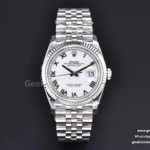 DateJust 36mm 904L VSF weißes Zifferblatt Roma-Indizes Jubilee VS3235
