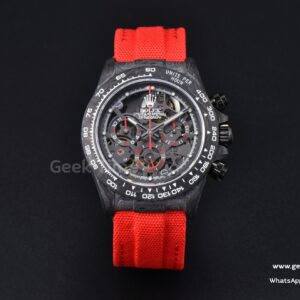 Daytona Montoya Carbon Fiber 40mm DIWF Skeleton Dial Red Nylon Strap 4130