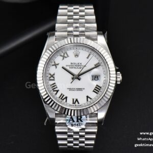 DateJust 41mm 126334 904L ARF Fluted Bezel White Dial Roma Marker Jubilee Bracelet 2824