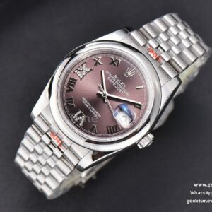 DateJust 36mm SS GMF Smooth Bezel Gray Dial Diamond Roma Marker Jubilee Bracelet VR3235