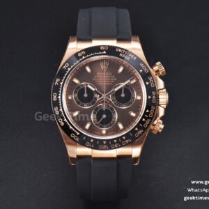 Daytona 116515 Clean 40mm RG Black Ceramic Bezel Brown Dial Oysterflex Rubber Strap A4130