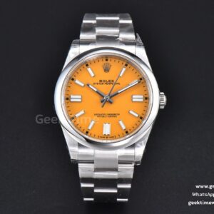 Oyster Perpetual 124300 41mm VSF 904L gelbes Zifferblatt Oyster-Armband VS3235
