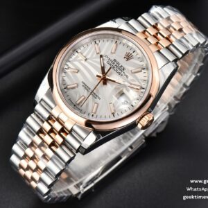 DateJust 36MM RG/SS BPF Smooth Bezel Silver Plam Dial Jubilee Bracelet A2824