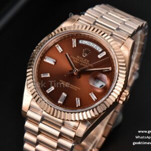 DayDate 40MM BPF RG Brown Dial Diamond Marker RG Bracelet A2836