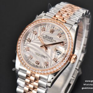 DateJust 36MM RG/SS BPF Diamond Silver Plam Dial Diamond Marker Jubilee Bracelet 3235