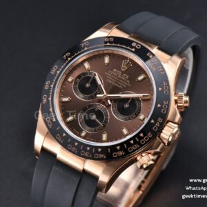 Daytona 116515 Clean 40MM RG Black Ceramic Bezel Brown Dial Oysterflex Rubber Strap A4130