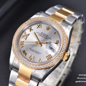 DateJust 36mm SS/YG EWF Silver Dial Diamond Roma Marker Diamond Bezel Oyster Bracelet A3235