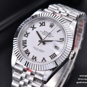 Datejust 41mm SS GMF White Dial Roma Marker Fluted Bezel Jubille Bracelet VR3235