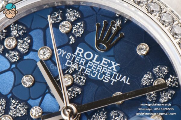 DateJust 31MM Ladies 904L WF Diamond Blue Flowers Dial Diamond Marker Oyster Bracelet A2671 - Image 4
