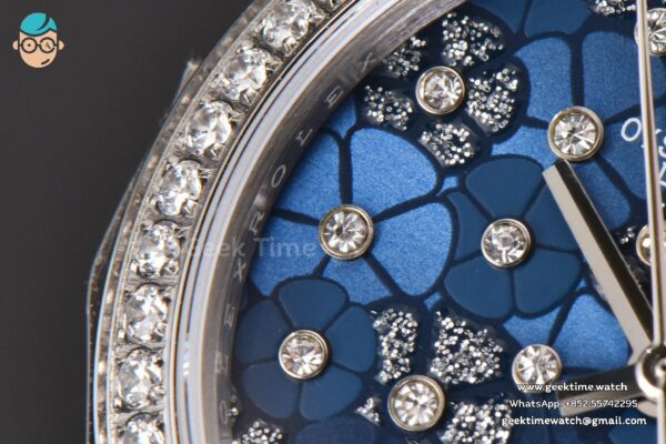 DateJust 31MM Ladies 904L WF Diamond Blue Flowers Dial Diamond Marker Oyster Bracelet A2671 - Image 5