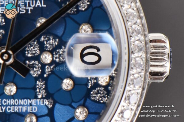 DateJust 31MM Ladies 904L WF Diamond Blue Flowers Dial Diamond Marker Oyster Bracelet A2671 - Image 8