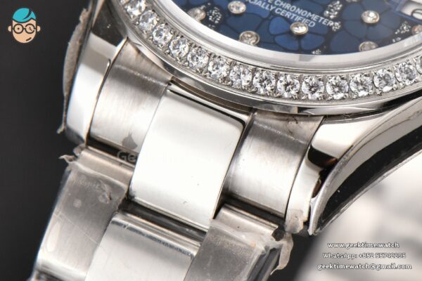 DateJust 31MM Ladies 904L WF Diamond Blue Flowers Dial Diamond Marker Oyster Bracelet A2671 - Image 9