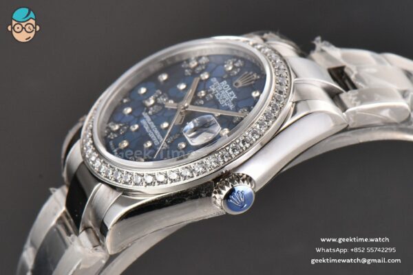 DateJust 31MM Ladies 904L WF Diamond Blue Flowers Dial Diamond Marker Oyster Bracelet A2671 - Image 10