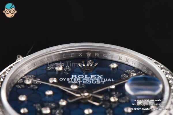 DateJust 31MM Ladies 904L WF Diamond Blue Flowers Dial Diamond Marker Oyster Bracelet A2671 - Image 12