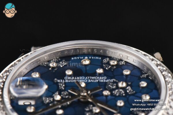 DateJust 31MM Ladies 904L WF Diamond Blue Flowers Dial Diamond Marker Oyster Bracelet A2671 - Image 13