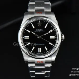 Oyster Perpetual 124300 41mm EWF schwarzes Zifferblatt SS-Armband A3230