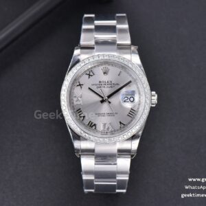 DateJust 36mm SS EWF Silver Dial Diamond Roma Marker Diamond Bezel Oyster Bracelet A3235